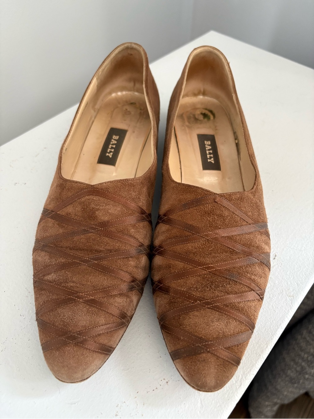 Vintage Bally Brown Suede Slip-On Flats